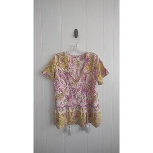 Style Infusion Women's Purple Green Boho Tassel Flowy Top Size XL